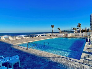 Outdoor pool, a heated pool - Stunning Brand New Studio - Balcony w/ Scenic Ocean and Sunset Views-Heated pool (Daytona Beach)