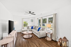 Living area - Spacious Charlotte Retreat with Private Hot Tub (Charlotte)