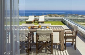 Outdoor dining - Villa Avenia, Divine Sea Views, Private Pool, Furnished Terrace, BBQ facilites,. (Crete)
