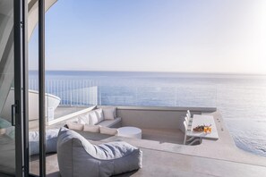 Terrace/patio - Seafront Villa Elatheia, Divine Sea Views, Private Infinity Pool, Furnished. (Crete)