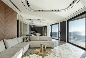 TV - Seafront Villa Elatheia, Divine Sea Views, Private Infinity Pool, Furnished. (Crete)