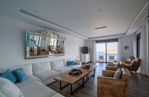 TV, table football - Seafront Villa Astraiax, Divine Sea Views, Private Infinity Pool, Furnished. (Crete)