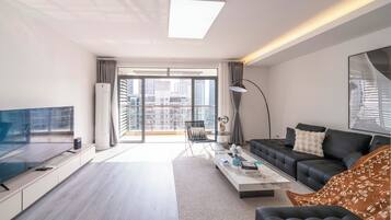 Luxury-Suite, 3 Schlafzimmer, Nichtraucher, Stadtblick | Wohnzimmer