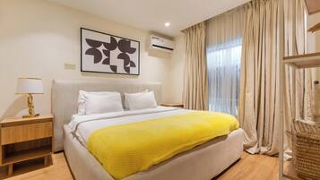 Apartment | Desk, laptop workspace, blackout curtains, iron/ironing board