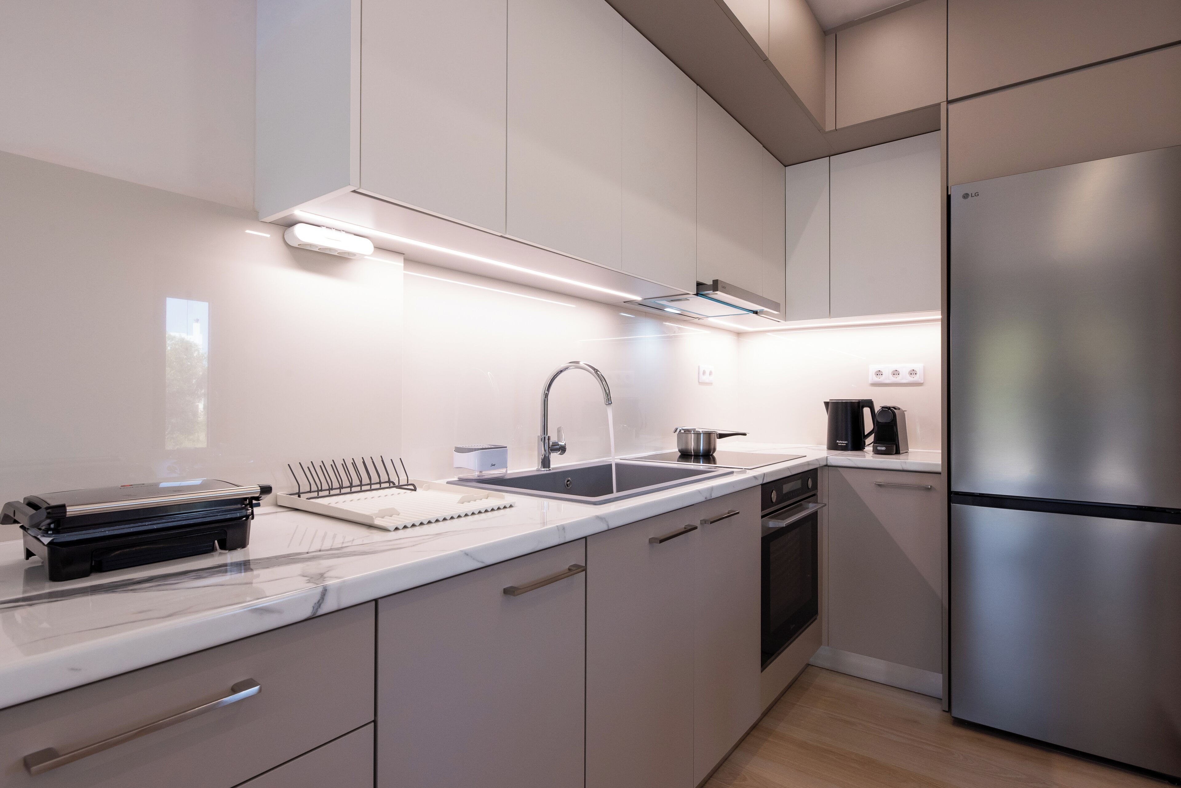 Luxury Duplex, Partial Sea View | Private kitchen | Full-size fridge, oven, espresso maker, coffee/tea maker