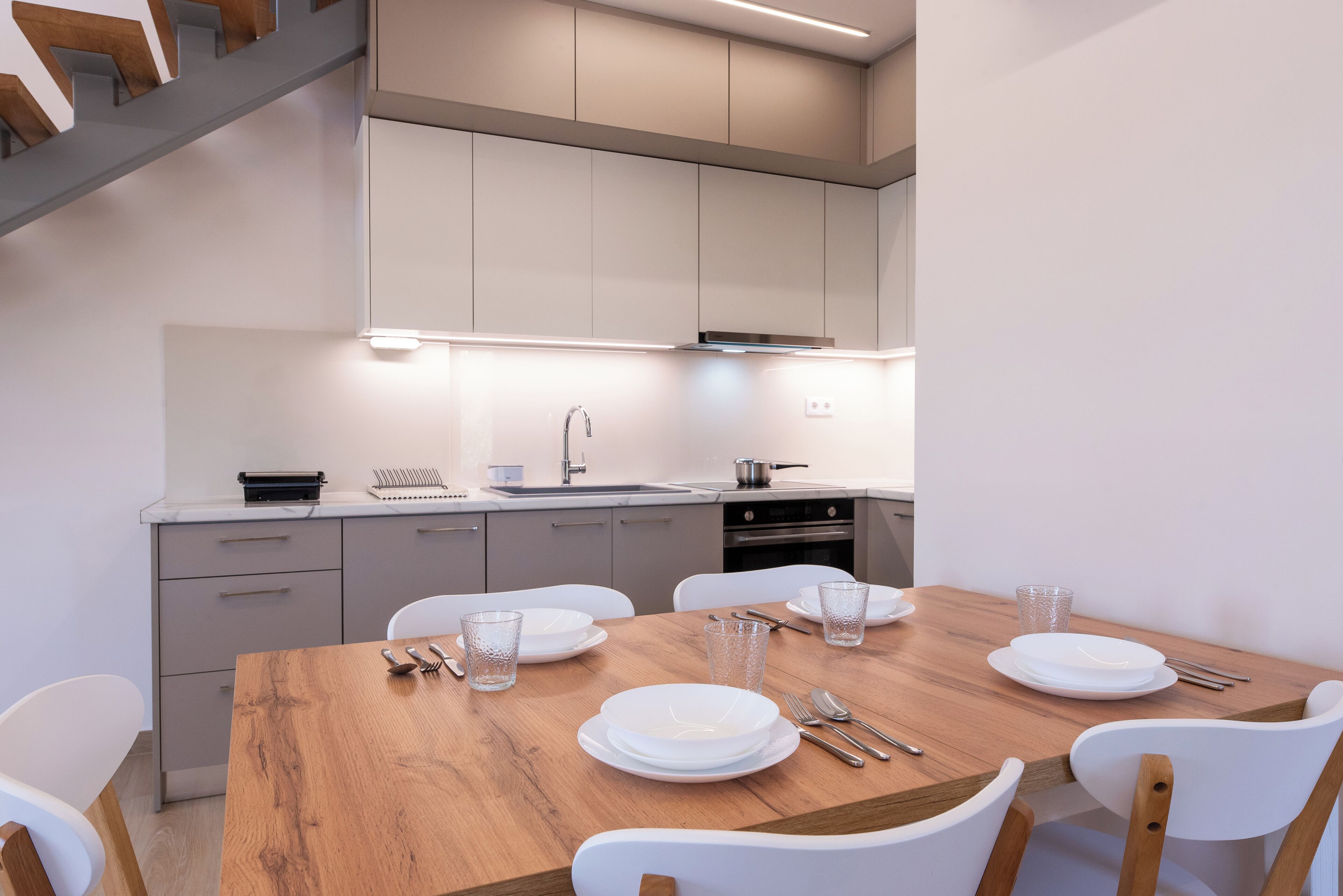 Luxury Duplex, Partial Sea View | Private kitchen | Full-size fridge, oven, espresso maker, coffee/tea maker