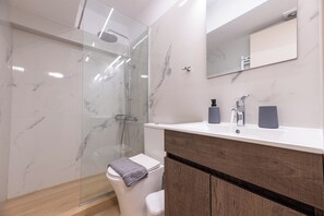 Basic Studio | Bathroom | Shower, hair dryer, towels, soap - Aether Suites Near Athens Airport by SEM (Spata-Artemida)