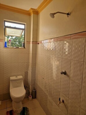 Deluxe appartement, uitzicht op stad | Badkamer | Een douche, gratis toiletartikelen, pantoffels, handdoeken