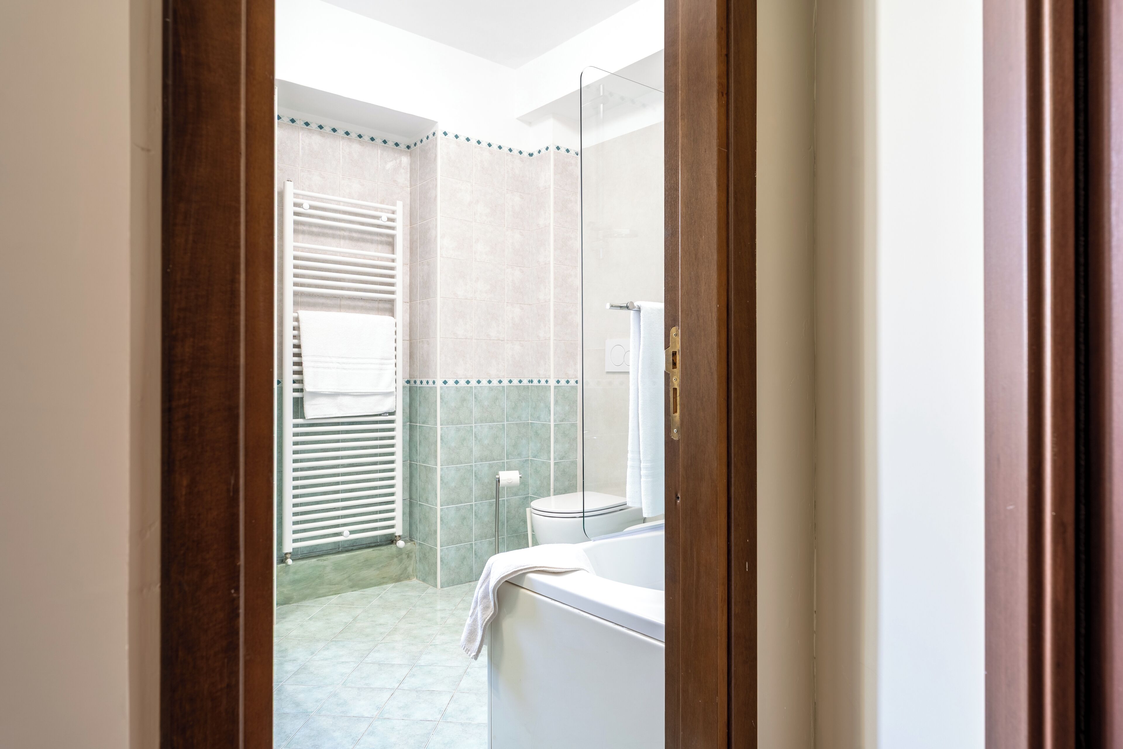 Doppia Comfort, vista parco | Bagno | Asciugacapelli, asciugamani, sapone, shampoo