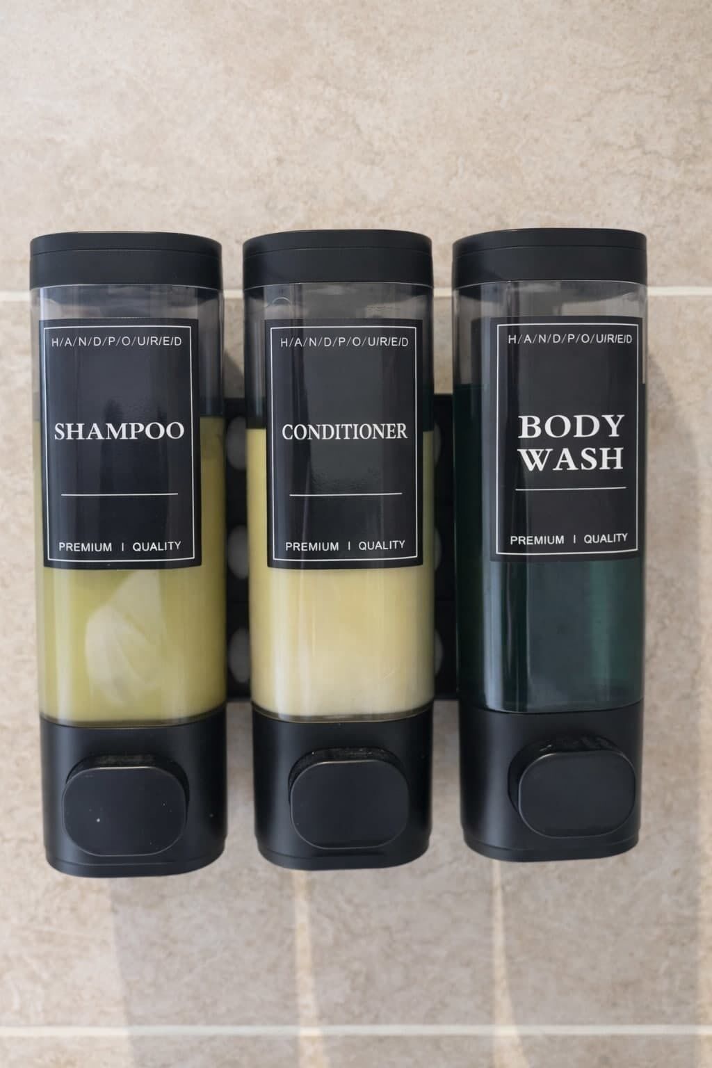 Shower, hair dryer, towels, shampoo