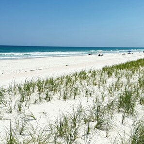 A beach with sand dunes and a clear sky. - SAND & SEA BEACH RETREAT  (New Smyrna Beach)