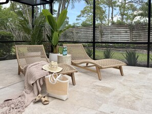 Terrace/patio - Screened Heated Pool · Coastal Retreat · Sleeps 10 (Seminole)