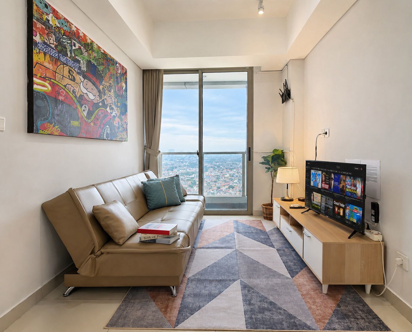 Apartment, 2 Bedrooms, City View | Living area | 43-inch Smart TV with cable channels