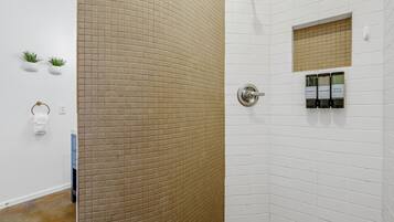 Eco-friendly toiletries, hair dryer, towels