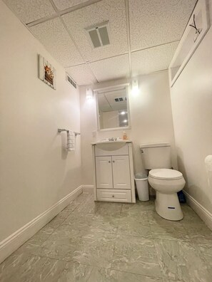 Sèche-cheveux, serviettes fournies, savon, papier toilette