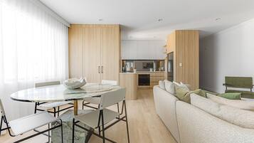 Two Bedrooms Ocean View Apartment | Living area | 50-inch Smart TV with digital channels, Netflix, streaming services