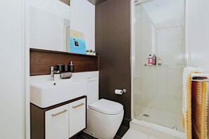 Douche, sèche-cheveux, shampoing