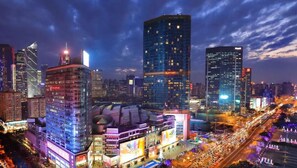A cityscape with modern high-rise buildings, including a Marriott hotel. - YueZhi Hotel Guangzhou East Station (Guangzhou)