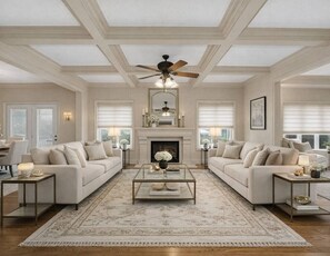 Smart TV, fireplace, stereo, offices