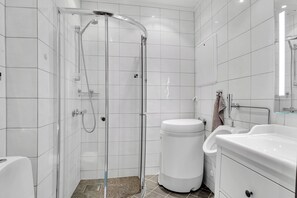 Shower, soap, toilet paper