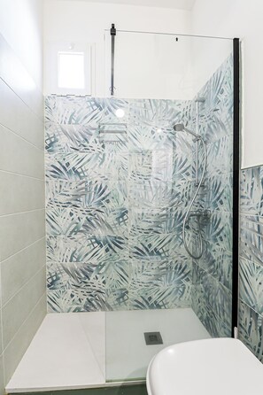 Ducha, secador de pelo, bidé y toallas