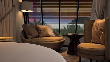 Ocean View Executive Suite, Terrace and Sky Jacuzzi | Egyptian cotton sheets, premium bedding, down duvets, pillow-top beds