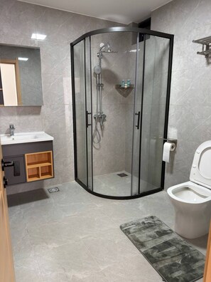 Bidet, Handtücher, Seife, Toilettenpapier