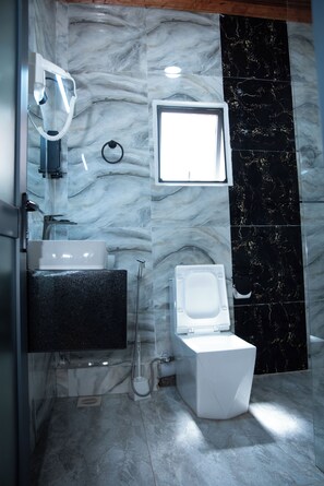 Dusche, Haartrockner, Bidet, Handtücher