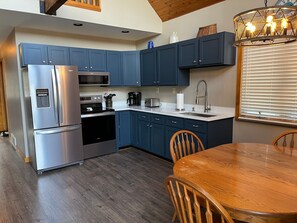 Fridge, microwave, oven, stovetop - Peaceful Riverfront Retreat on 5 Wooded Acres (Thompsonville)