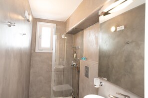 Shower, hair dryer, towels, soap - Cavo Blue Villas Economy Villa with shared pool (Elia)