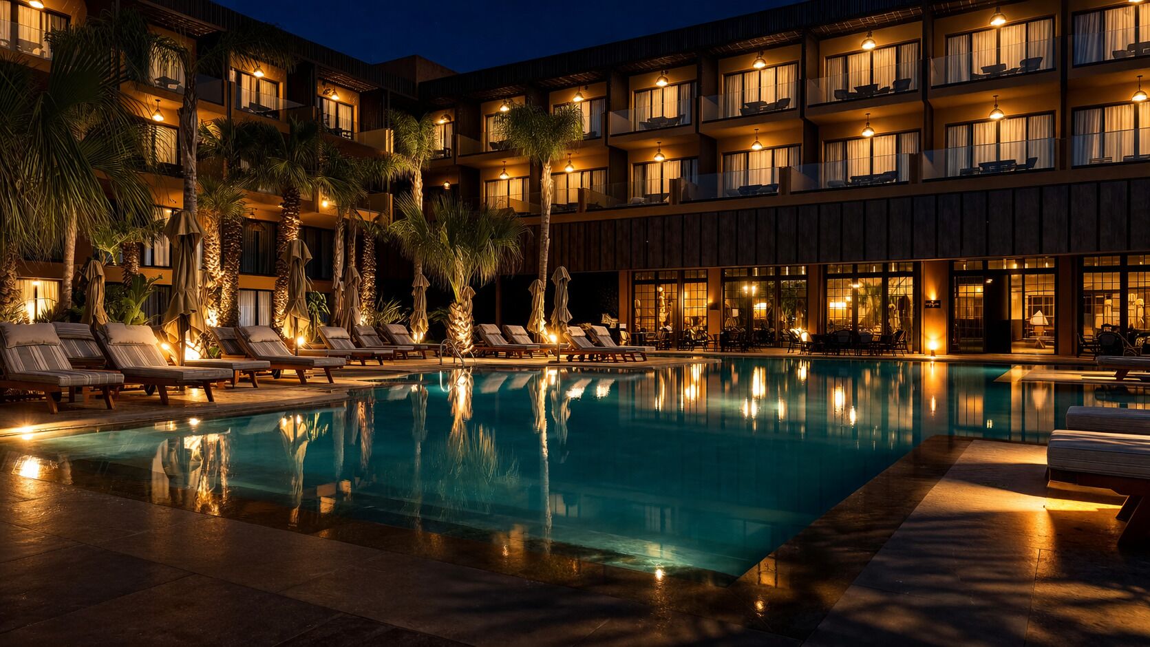 住宿正面 - 傍晚/夜晚