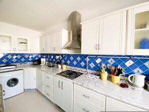 Fridge, microwave, oven, dishwasher
