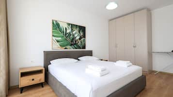Desk, iron/ironing board, travel crib, WiFi (free)