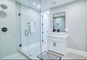 Shower, hair dryer, towels - Durant Place by BCA Furnished Apartments Durant Place 1BR/1BA (Atlanta)