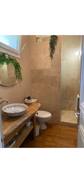Shower, towels, soap - The blue house (Courniou)
