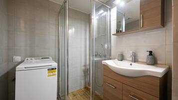Shower, soap, toilet paper