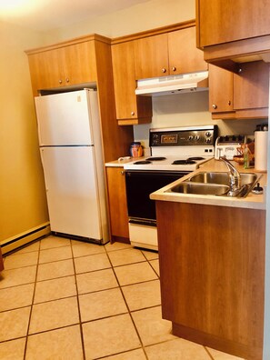 Private kitchen - Bright Lakeside 1 Bedroom Studio Across from Lac Masson - Trails & Village (Sainte-Marguerite-du-Lac-Masson)