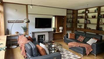 TV, fireplace, offices