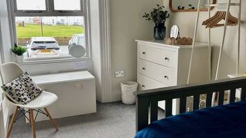 2 bedrooms, iron/ironing board, travel cot, WiFi