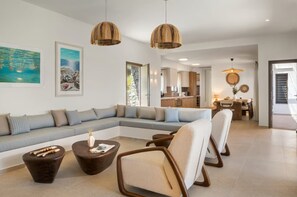 TV, music library - Villa Myrelia, Divine Sea Views, Private Infinity Pool, Furnished Terrace,. (Sifnos)