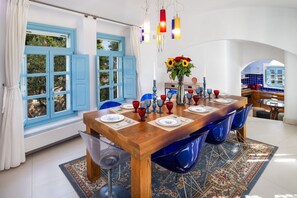 Dining - Villa Almyra, Divine Sea Views, Private Pool, Furnished Terrace, Indoor. (Santorini)