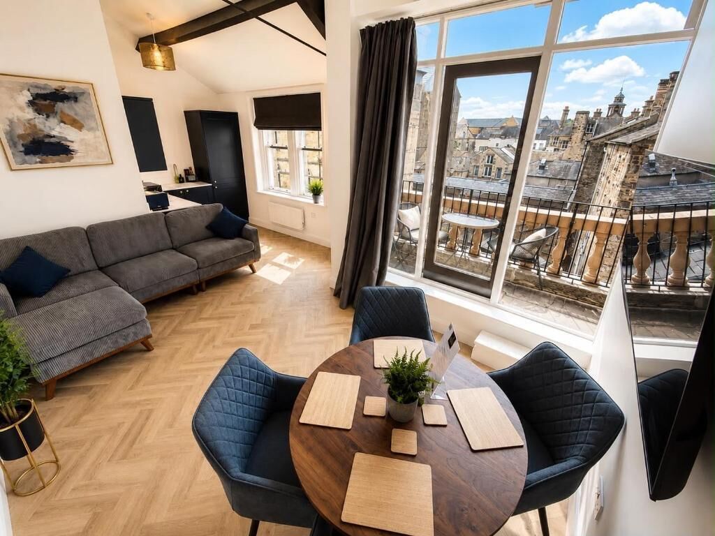 City Apartment, Balcony, City View | Living area