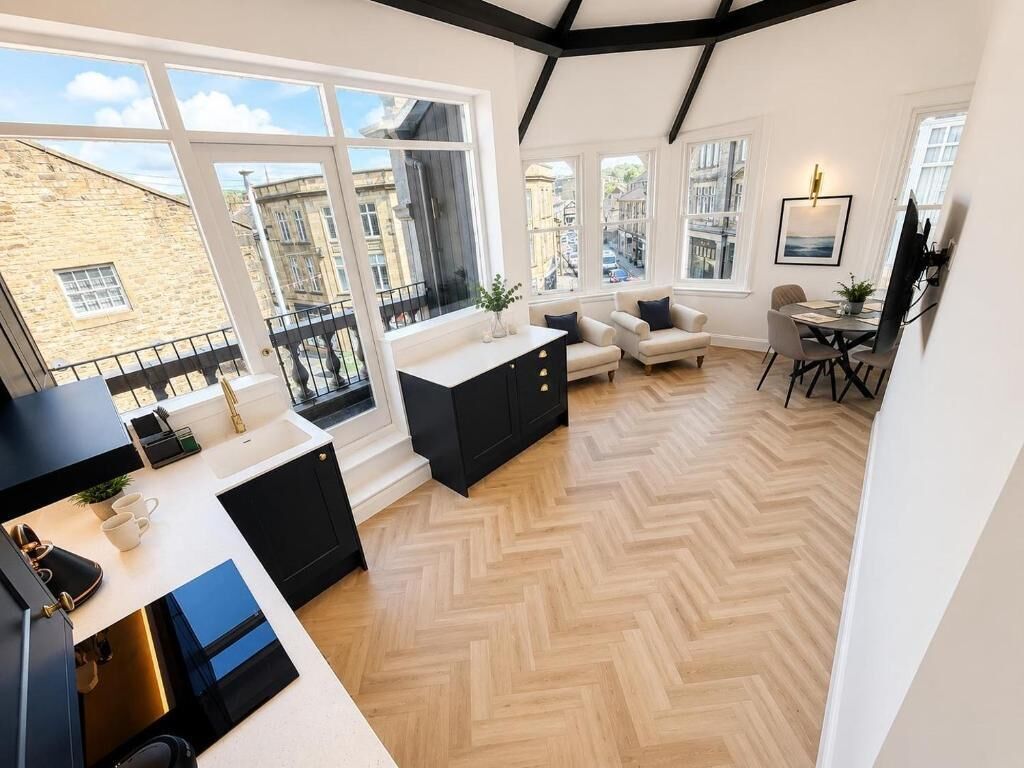 City Apartment, Balcony, City View | Living area