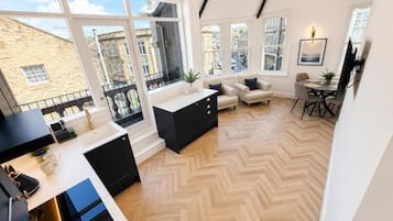 City Apartment, Balcony, City View | Living area