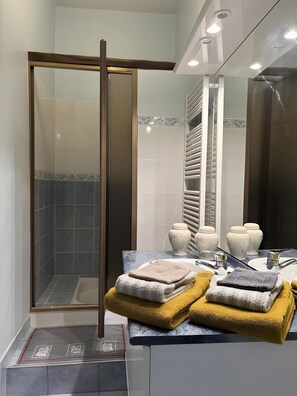 Douche, serviettes fournies