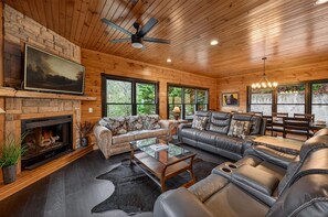 TV, fireplace, video games, music library - Lookout Lodge: Views, Hot Tub, Games, 4 Fireplaces (Gatlinburg)