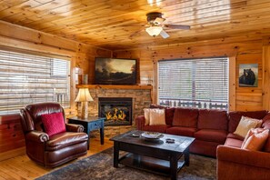 TV, fireplace, DVD player, stereo - Perfect Cabin in Paradise: Hot Tub, Pool, Games! (Sevierville)