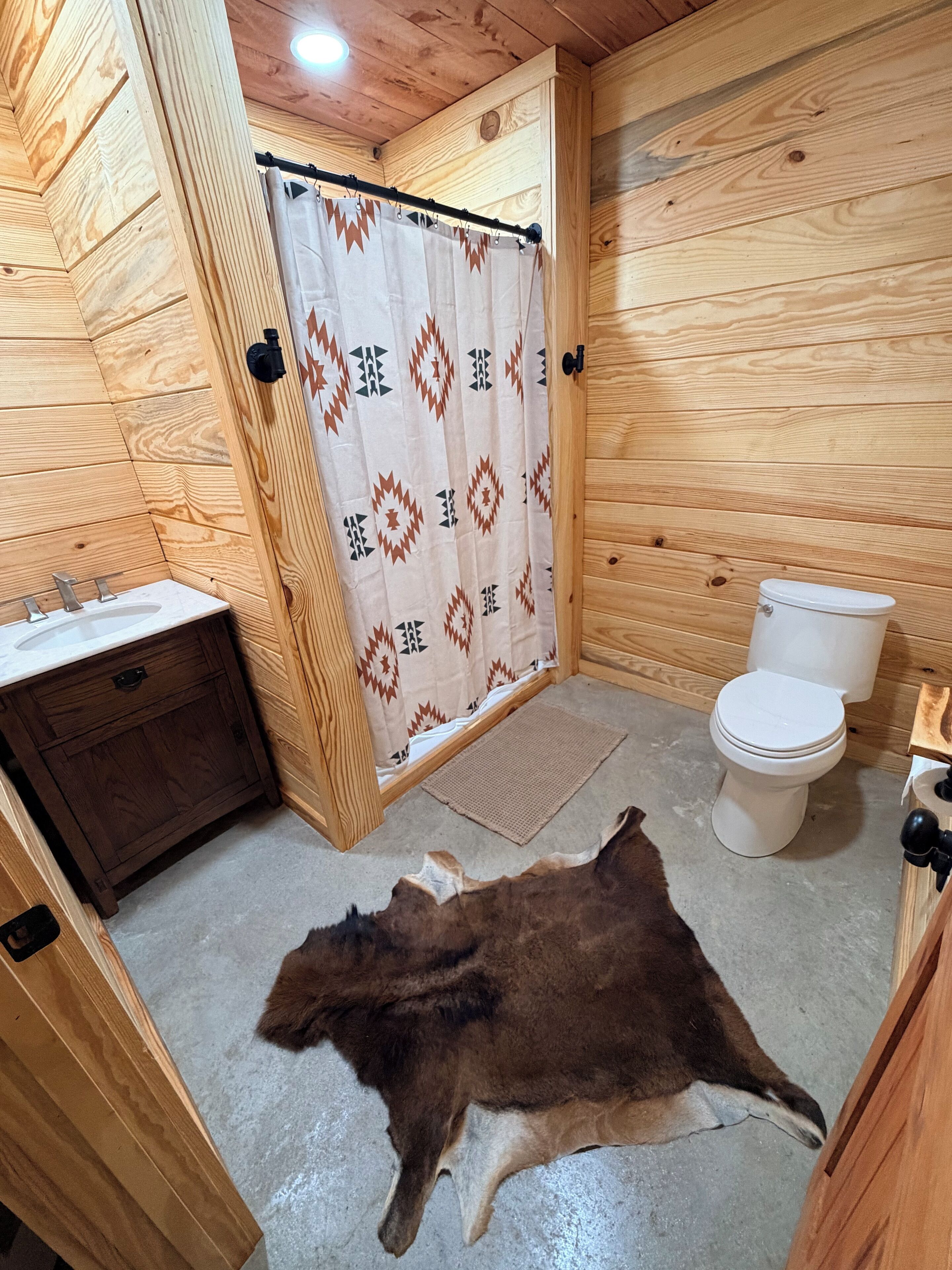 Shower, towels, soap, shampoo