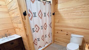 Shower, towels, soap, shampoo