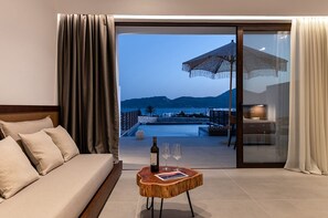 Living area - Korynthia Suite, Divine Sea Views, Private Pool, Furnished Terrace, Milos (Milos)